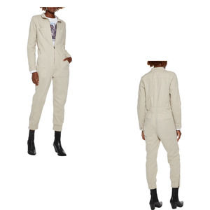 J BRAND Arkin Cropped Denim Jumpsuit In Ecru